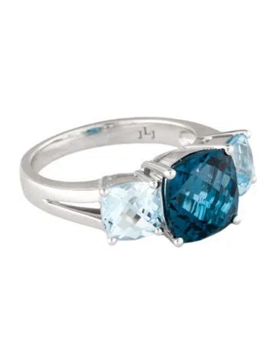 Pre-owned Ring 14k Topaz 3-stone Band In Multi