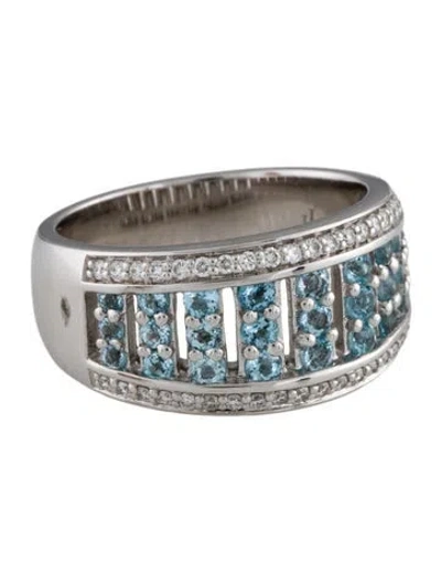 Pre-owned Ring 14k Topaz & Diamond Band In Multi