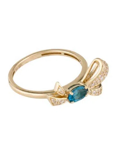 Pre-owned Ring 14k Topaz & Diamond Bow  In Multicolor