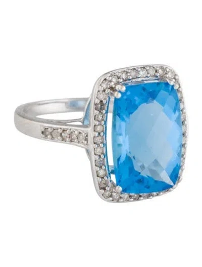 Pre-owned Ring 14k Topaz & Diamond Cocktail  In Multi