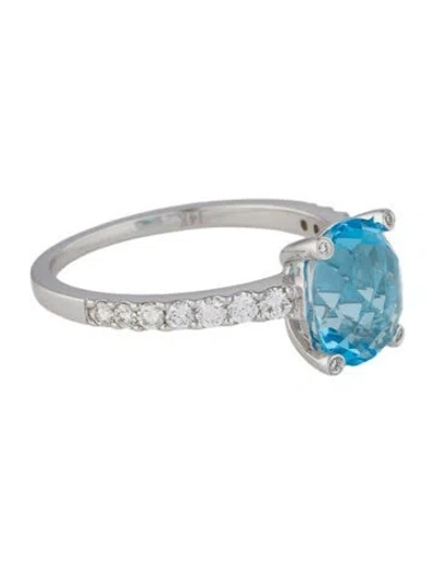 Pre-owned Ring 14k Topaz & Diamond Cocktail  In Multi