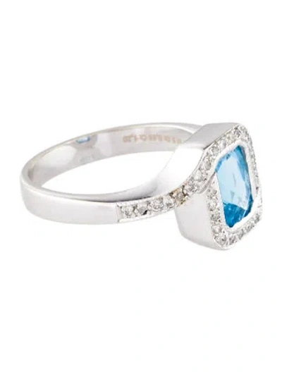 Pre-owned Ring 14k Topaz & Diamond Cocktail  In Multi