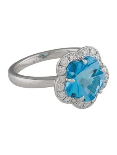 Pre-owned Ring 14k Topaz & Diamond Cocktail  In Multi