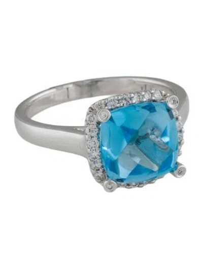 Pre-owned Ring 14k Topaz & Diamond Cocktail  In Multi