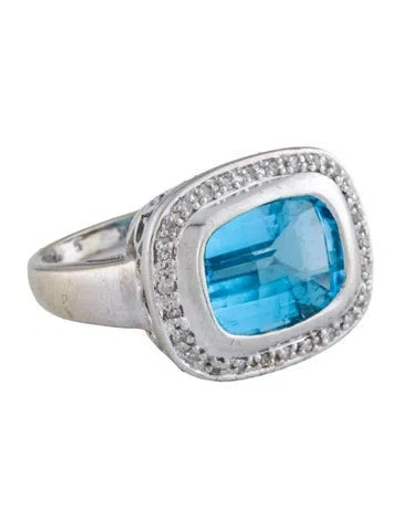 Pre-owned Ring 14k Topaz & Diamond Cocktail  In Multi