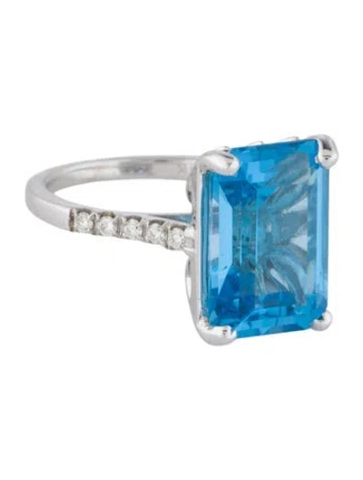 Pre-owned Ring 14k Topaz & Diamond Cocktail  In Multi