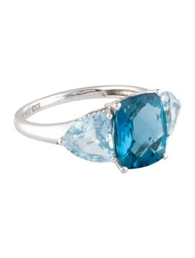 Pre-owned Ring 14k Topaz & Diamond Cocktail  In Multi
