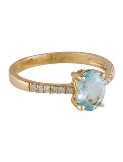 Pre-owned Ring 14k Topaz & Diamond Cocktail  In Multi