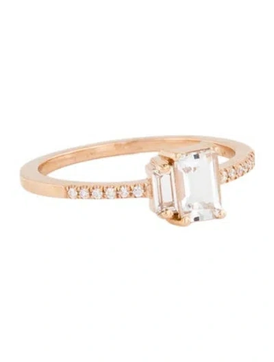 Pre-owned Ring 14k Topaz & Diamond Cocktail  In Multi