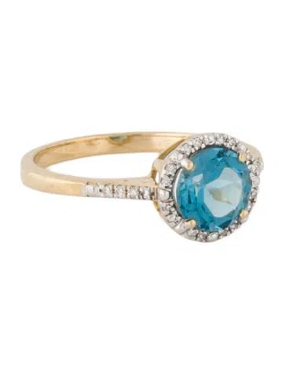 Pre-owned Ring 14k Topaz & Diamond Cocktail  In Multi