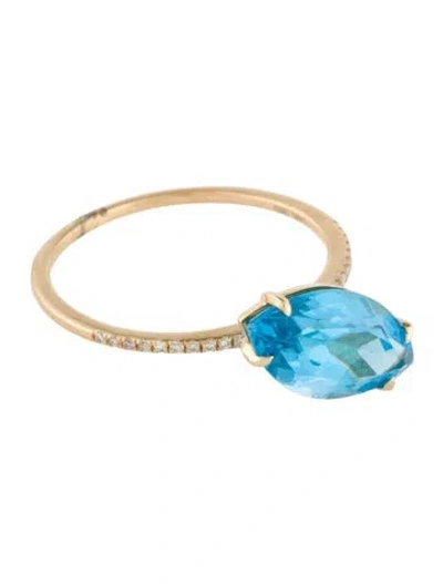 Pre-owned Ring 14k Topaz & Diamond Cocktail  In Multi