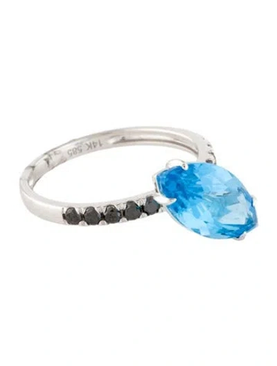 Pre-owned Ring 14k Topaz & Diamond Cocktail  In Multi