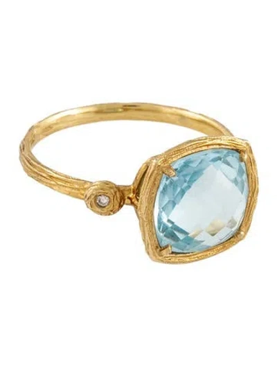 Pre-owned Ring 14k Topaz & Diamond Cocktail  In Multi