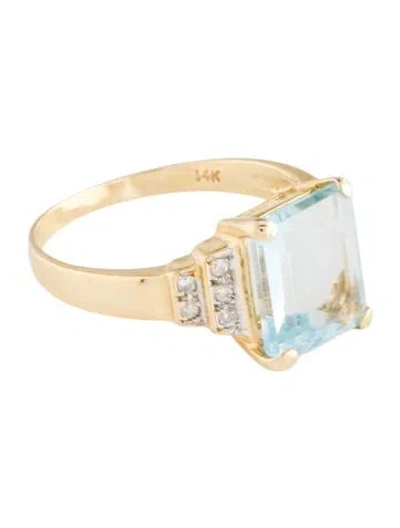 Pre-owned Ring 14k Topaz & Diamond Cocktail  In Multi