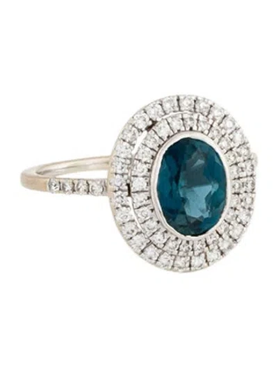 Pre-owned Ring 14k Topaz & Diamond Cocktail  In Multicolor