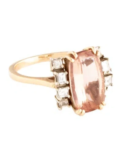 Pre-owned Ring 14k Topaz & Diamond Cocktail  In Multicolor