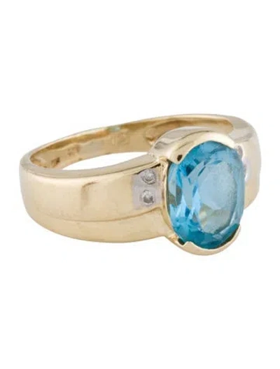 Pre-owned Ring 14k Topaz & Diamond Cocktail  In Multicolor