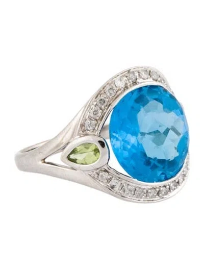 Pre-owned Ring 14k Topaz & Peridot Cocktail  In Multi