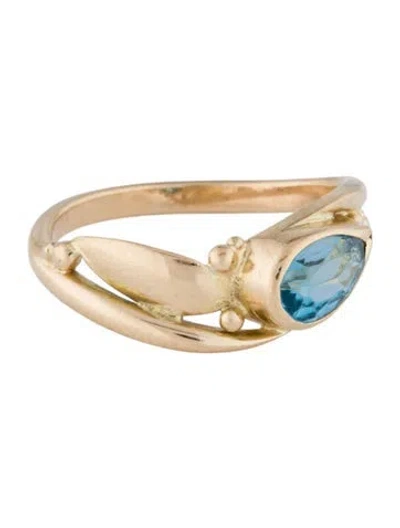 Pre-owned Ring 14k Topaz Asymmetrical Cocktail  In Multi