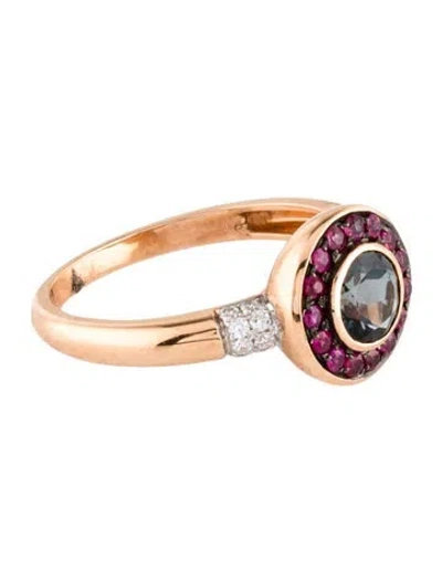 Pre-owned Ring 14k Topaz, Ruby & Diamond Cocktail  In Multi