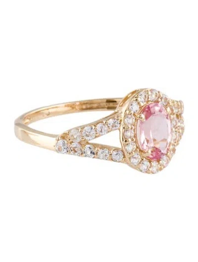 Pre-owned Ring 14k Tourmaline & Colorless Sapphire Cocktail  In Multi