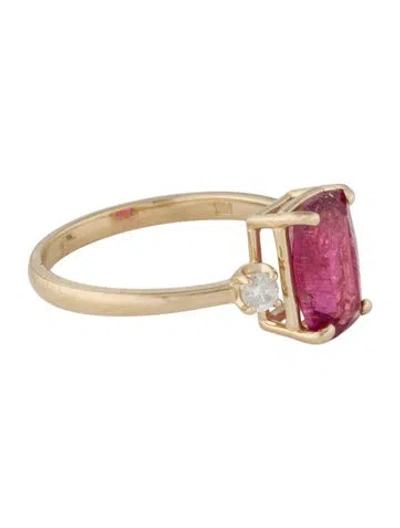 Pre-owned Ring 14k Tourmaline & Diamond Cocktail  In Multi