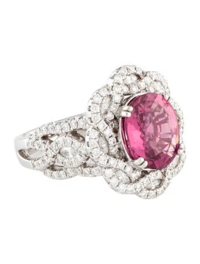 Pre-owned Ring 14k Tourmaline & Diamond Cocktail  In Multi