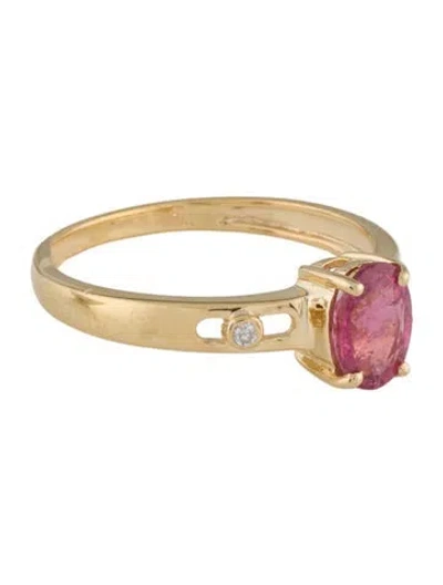 Pre-owned Ring 14k Tourmaline & Diamond Cocktail  In Multi