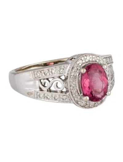 Pre-owned Ring 14k Tourmaline & Diamond Cocktail  In Multi