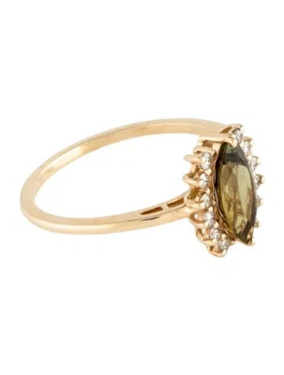 Pre-owned Ring 14k Tourmaline & Diamond Cocktail  In Multicolor