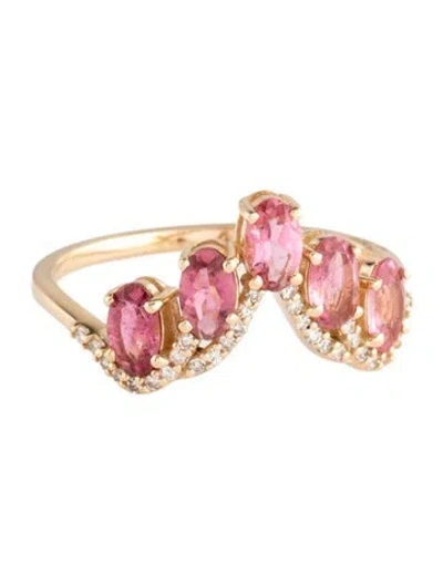 Pre-owned Ring 14k Tourmaline & Diamond  In Multicolor