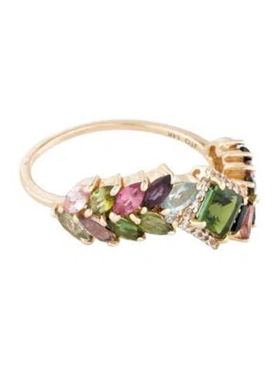 Pre-owned Ring 14k Tourmaline & Sapphire Band In Multi