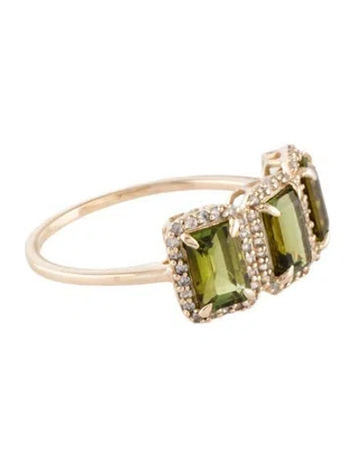 Pre-owned Ring 14k Tourmaline & Sapphire Cocktail  In Multi