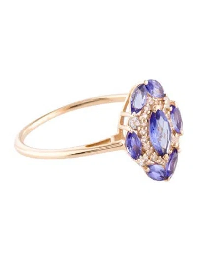 Pre-owned Ring 14k Tourmaline & Sapphire Cocktail  In Multi