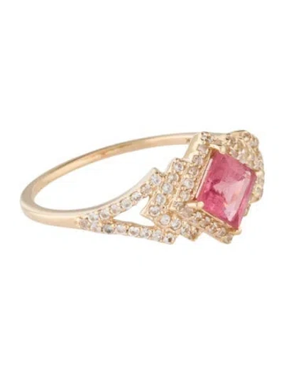 Pre-owned Ring 14k Tourmaline & Sapphire Cocktail  In Multi
