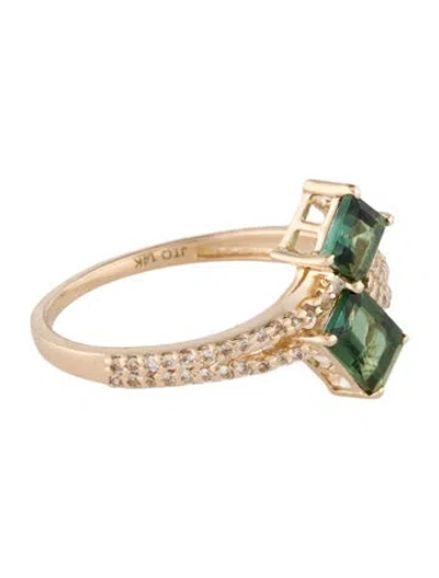 Pre-owned Ring 14k Tourmaline & Sapphire Cocktail  In Multi