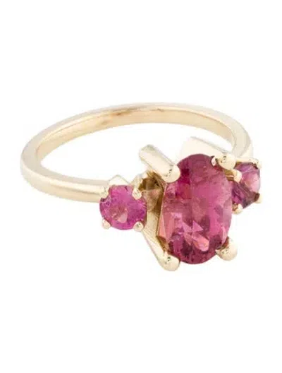 Pre-owned Ring 14k Tourmaline Cocktail  In Multi