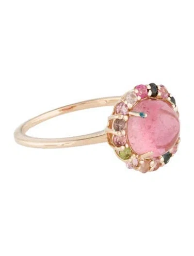 Pre-owned Ring 14k Tourmaline Cocktail  In Multi