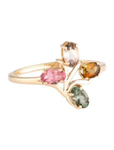 Pre-owned Ring 14k Tourmaline Cocktail  In Multicolor
