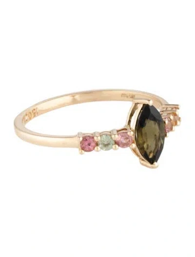 Pre-owned Ring 14k Tourmaline Cocktail  In Multicolor