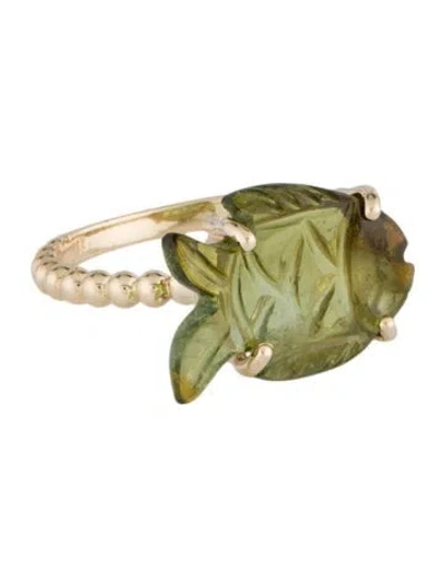 Pre-owned Ring 14k Tourmaline Fish Cocktail  In Multi