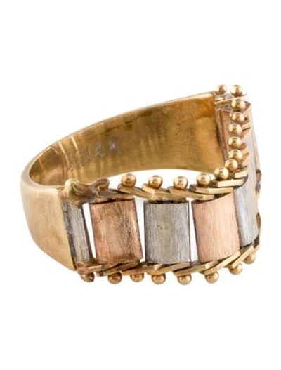 Pre-owned Ring 14k Tricolor Link  In Multi