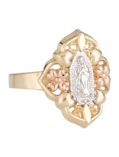 Pre-owned Ring 14k Tri-color Mother Mary Cocktail  In Multicolor