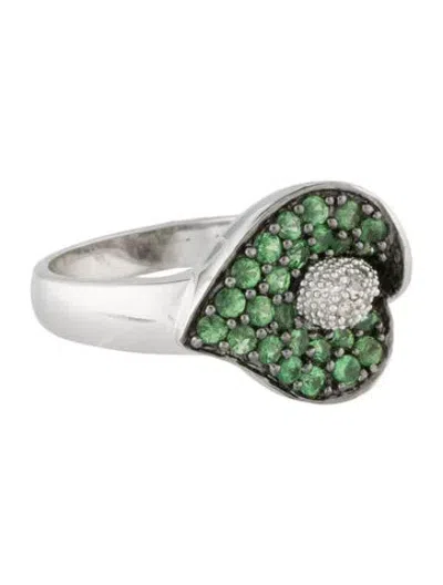 Pre-owned Ring 14k Tsavorite Garnet & Diamond Calla Lily Cocktail  In Multi