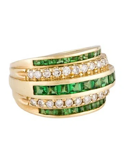 Pre-owned Ring 14k Tsavorite Garnet & Diamond  In Multi