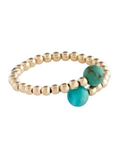 Pre-owned Ring 14k Turquoise Bypass Cocktail  In Multi
