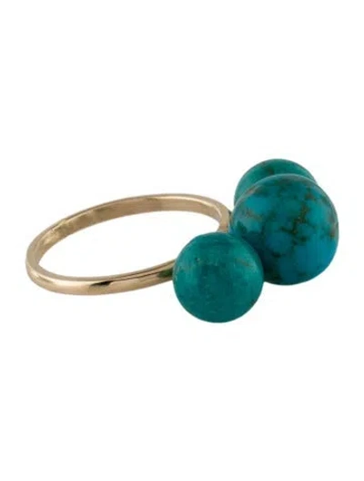 Pre-owned Ring 14k Turquoise Cocktail  In Multi