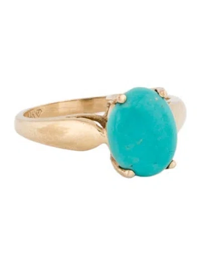 Pre-owned Ring 14k Turquoise Cocktail  In Multi