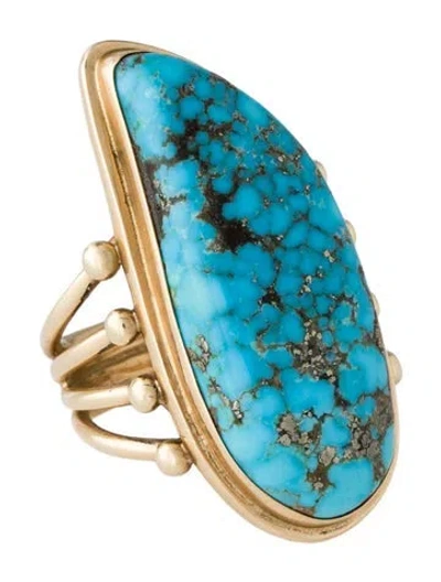 Pre-owned Ring 14k Turquoise Cocktail  In Multicolor
