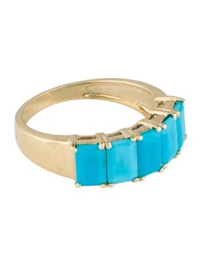 Pre-owned Ring 14k Turquoise Five Stone Cocktail  In Multicolor